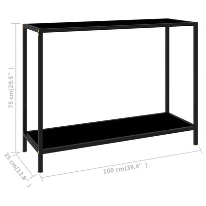 Tavolo Consolle Nero 100x35x75 cm in Vetro Temperato | homemem39