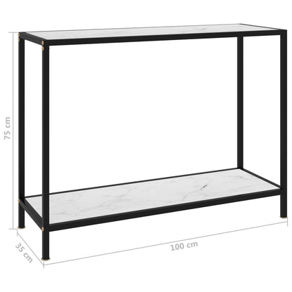 Tavolo Consolle Bianco 100x35x75 cm in Vetro Temperato | homemem39