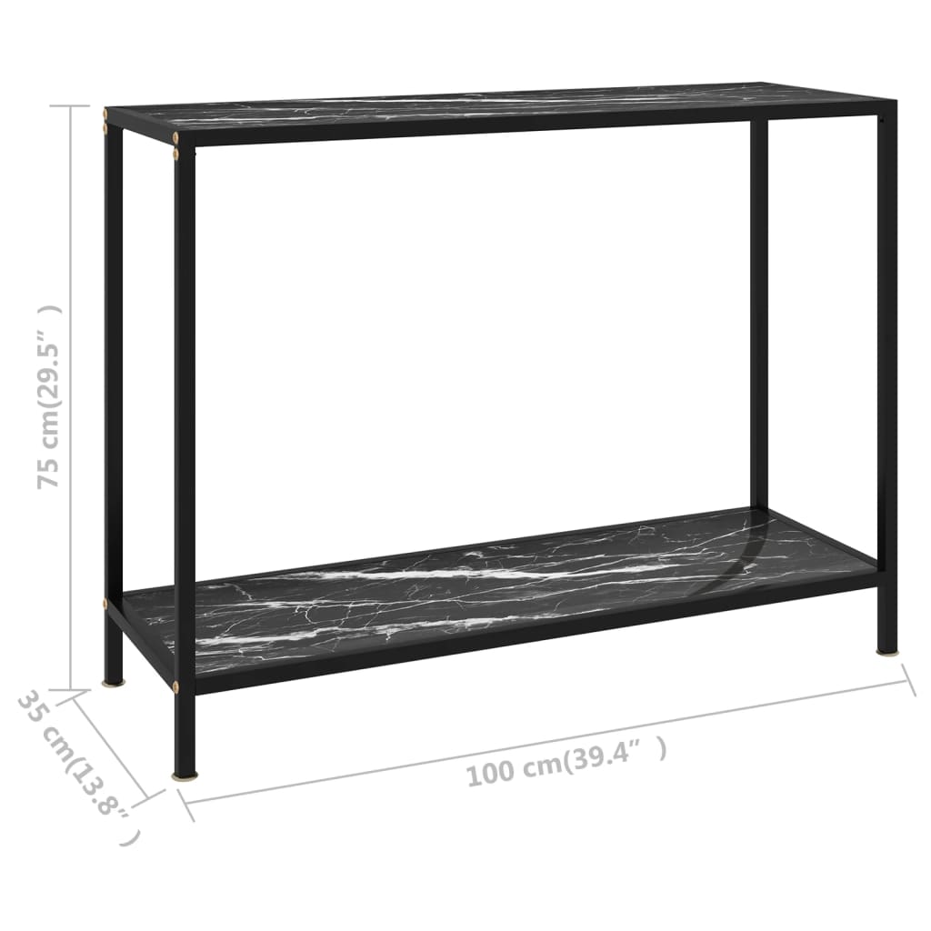 Tavolo Consolle Nero 100x35x75 cm in Vetro Temperato | homemem39