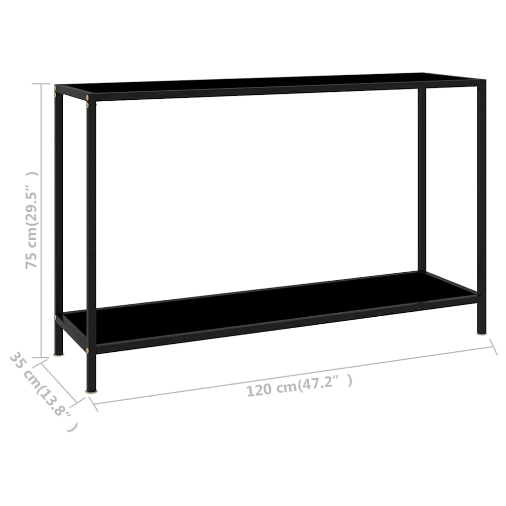 Tavolo Consolle Nero 120x35x75 cm in Vetro Temperato | homemem39