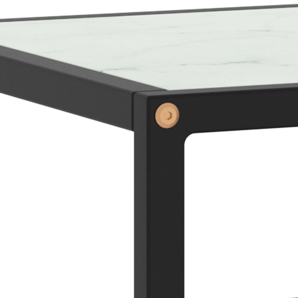 Mobile TV Nero con Vetro Bianco Marmo 100x40x40 cm - homemem39