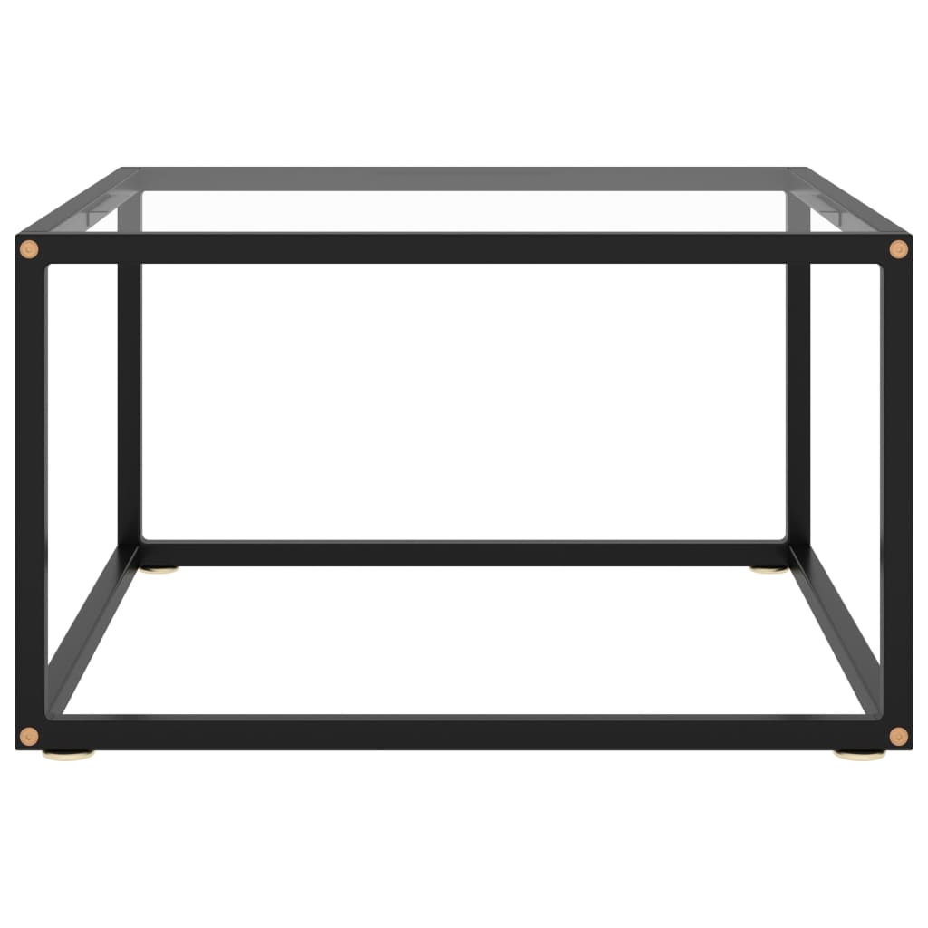 Tavolino da Salotto Nero con Vetro Temperato 60x60x35 cm | homemem39