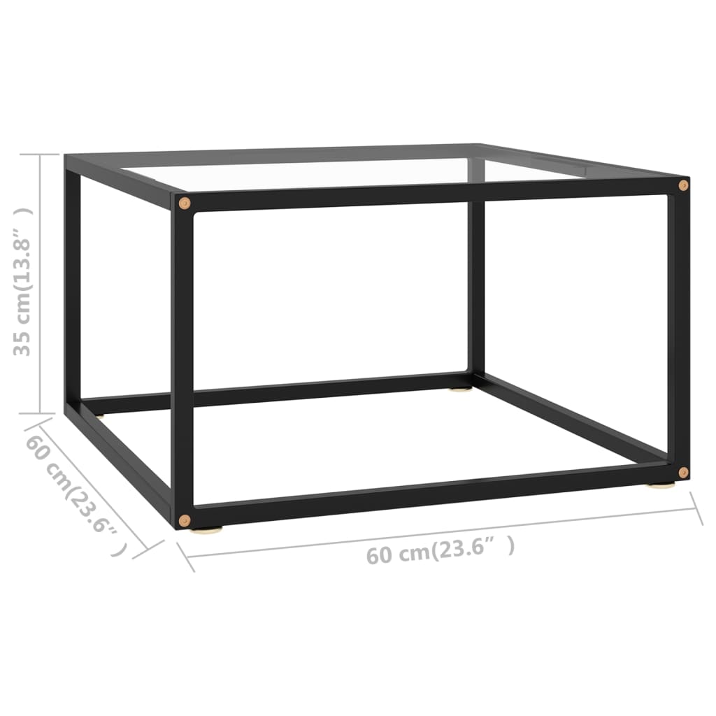 Tavolino da Salotto Nero con Vetro Temperato 60x60x35 cm | homemem39