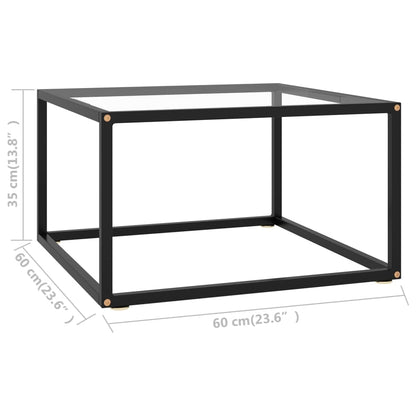 Tavolino da Salotto Nero con Vetro Temperato 60x60x35 cm | homemem39