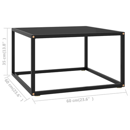 Tavolino da Salotto Nero con Vetro Nero 60x60x35 cm | homemem39