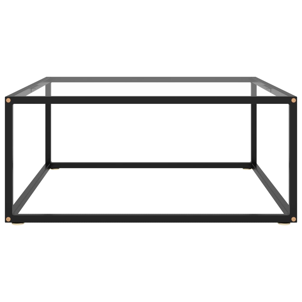 Tavolino da Salotto Nero con Vetro Temperato 80x80x35 cm | homemem39