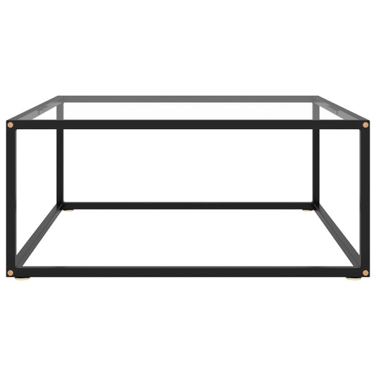 Tavolino da Salotto Nero con Vetro Temperato 80x80x35 cm | homemem39