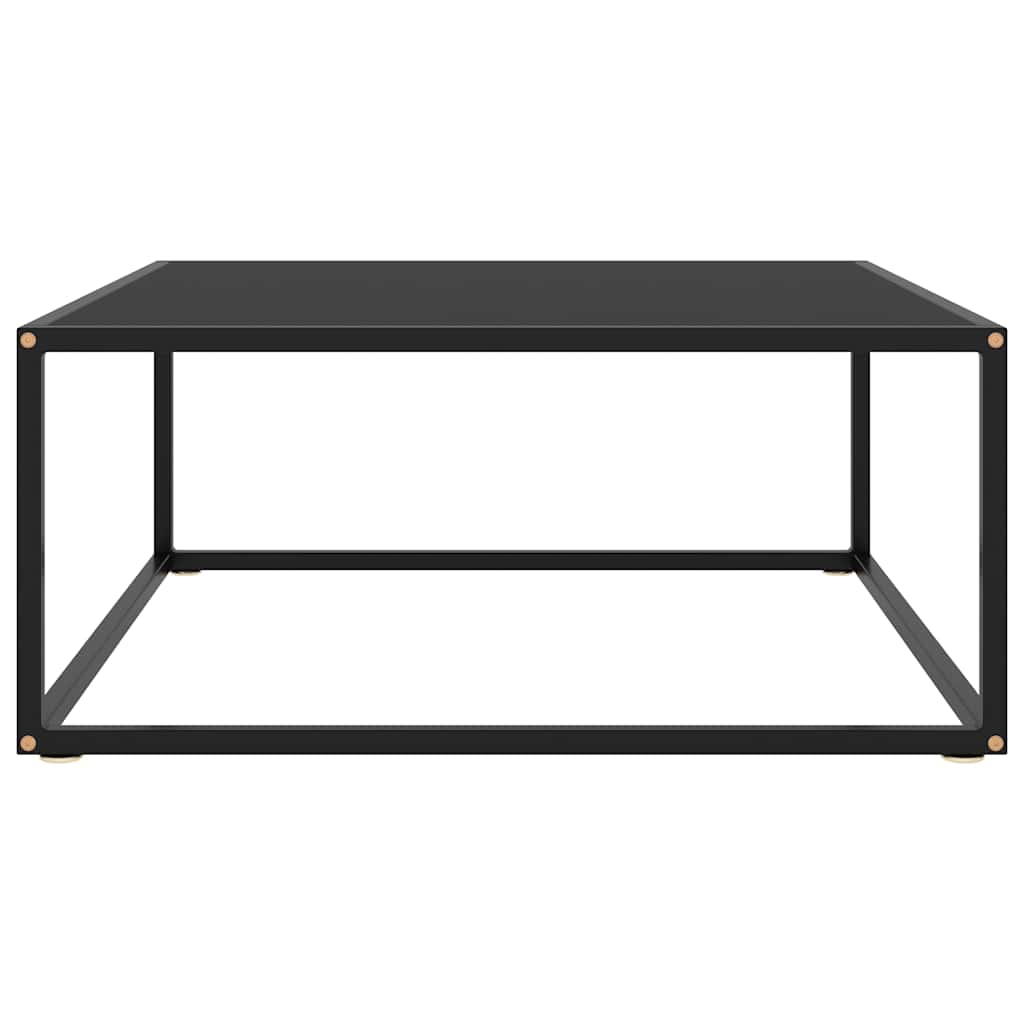 Tavolino da Salotto Nero con Vetro Nero 80x80x35 cm | homemem39