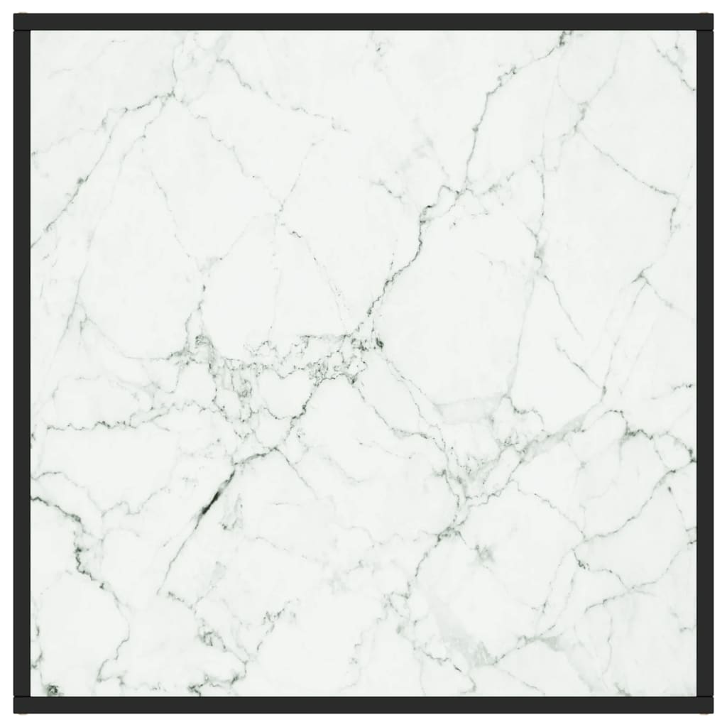 Tavolino da Salotto Nero con Vetro Marmo Bianco 80x80x35 cm | homemem39
