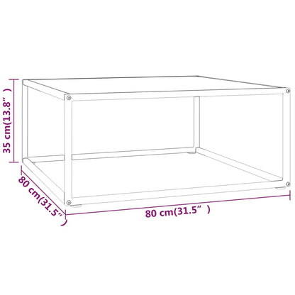 Tavolino da Salotto Nero con Vetro Marmo Bianco 80x80x35 cm | homemem39