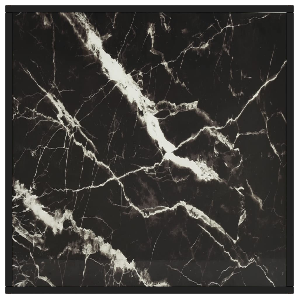 Tavolino da Salotto Nero con Vetro Marmo Nero 80x80x35 cm | homemem39