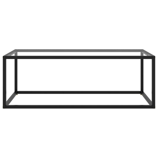 Tavolino da Salotto Nero con Vetro Temperato 100x50x35 cm