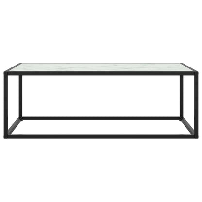 Tavolino da Salotto Nero con Vetro Marmo Bianco 100x50x35 cm | homemem39