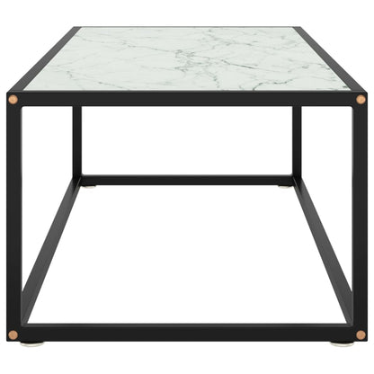 Tavolino da Salotto Nero con Vetro Marmo Bianco 100x50x35 cm | homemem39