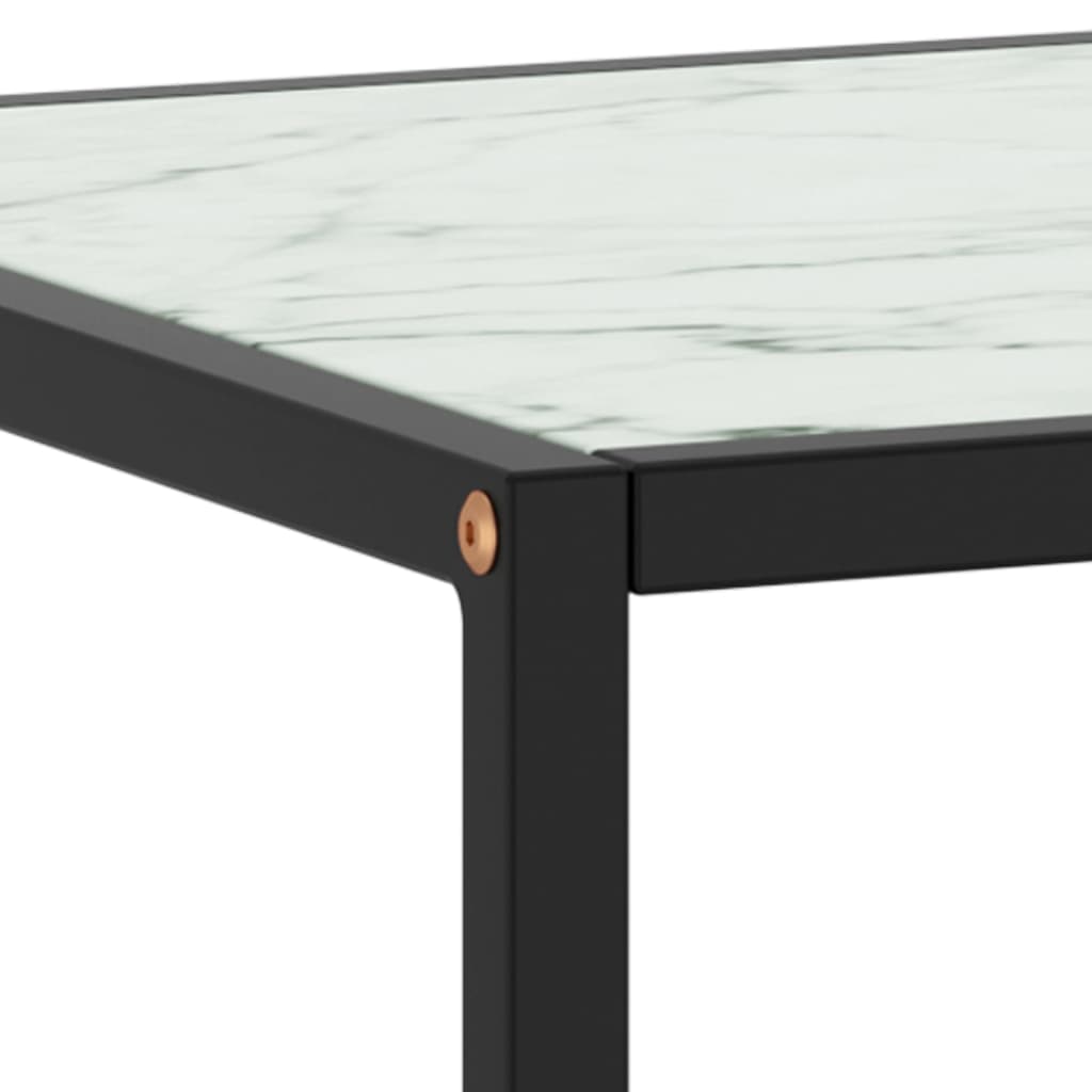 Tavolino da Salotto Nero con Vetro Marmo Bianco 100x50x35 cm | homemem39