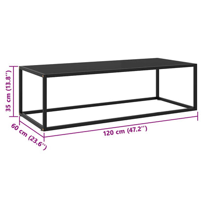 Tavolino da Salotto Nero con Vetro Nero 120x50x35 cm | homemem39
