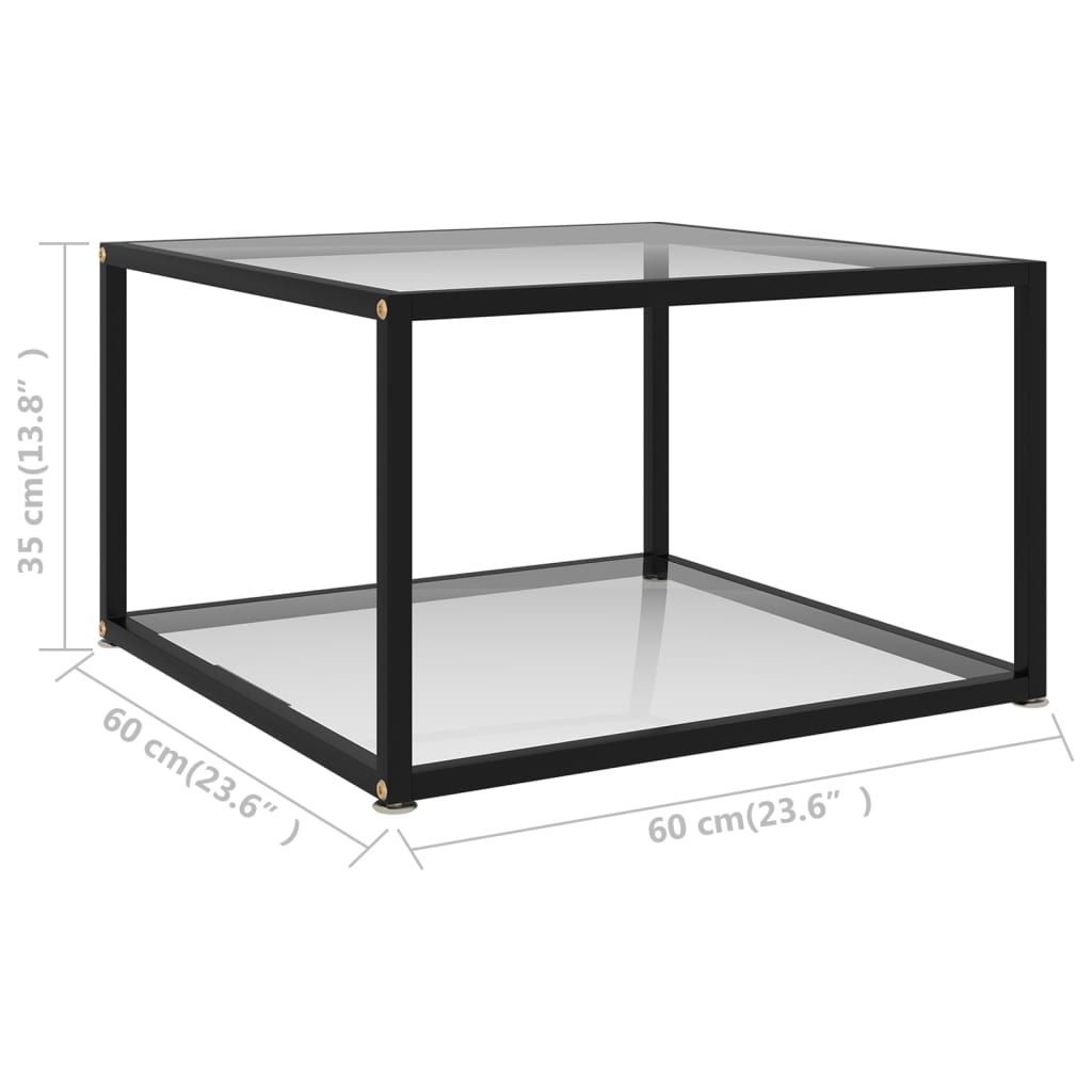 Tavolino da Salotto Trasparente 60x60x35 cm in Vetro Temperato | homemem39