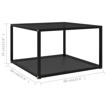 Tavolino da Salotto Nero 60x60x35 cm in Vetro Temperato | homemem39