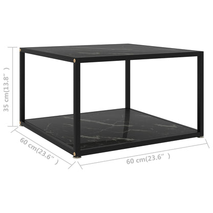 Tavolino da Salotto Nero 60x60x35 cm in Vetro Temperato | homemem39
