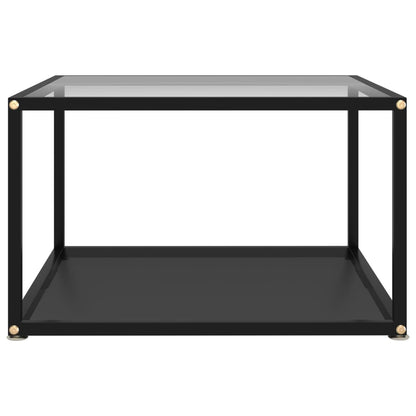 Tavolino Trasparente e Nero 60x60x35cm in Vetro Temperato | homemem39