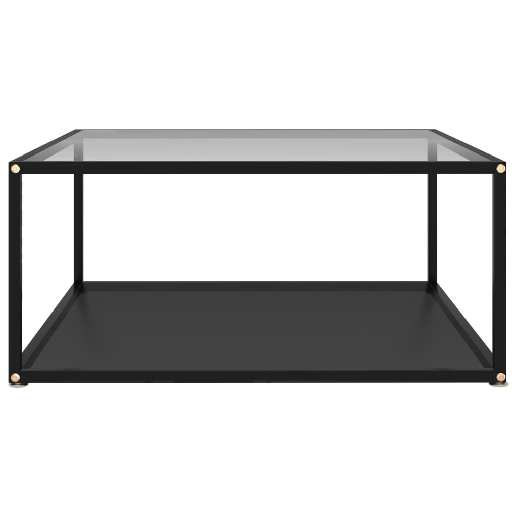 Tavolino Trasparente e Nero 80x80x35cm in Vetro Temperato | homemem39