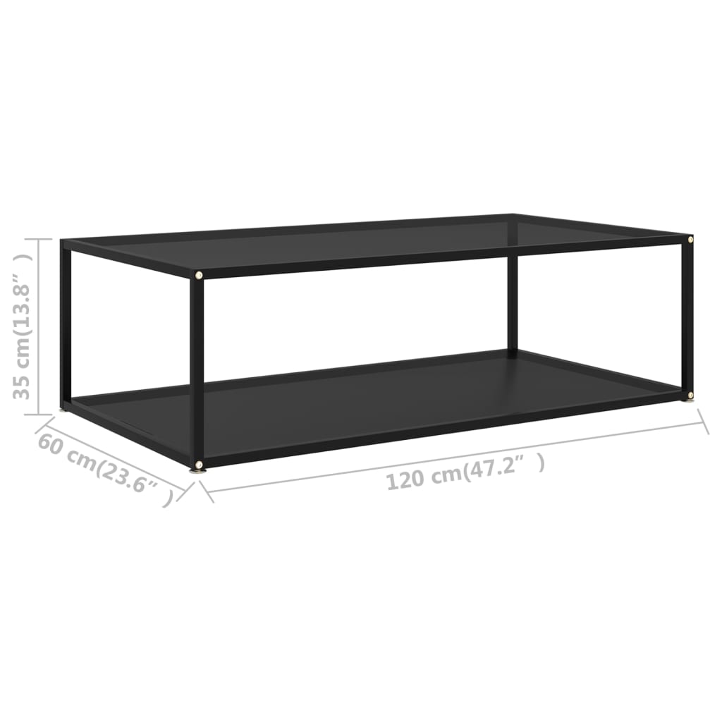 322903 vidaXL Coffee Table Black 120x60x35 cm Tempered Glass - homemem39