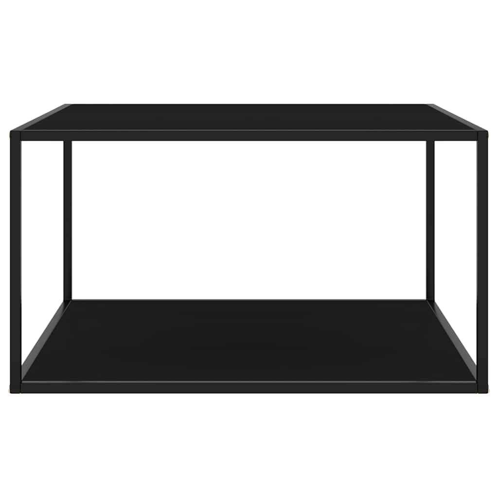 Tavolino da Salotto Nero con Vetro Nero 90x90x50 cm | homemem39