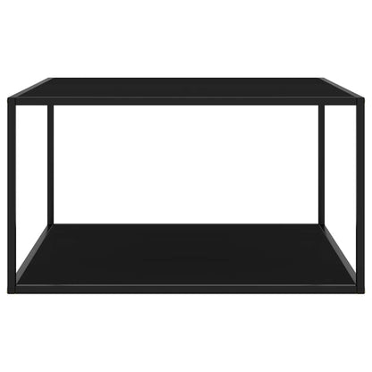 Tavolino da Salotto Nero con Vetro Nero 90x90x50 cm | homemem39