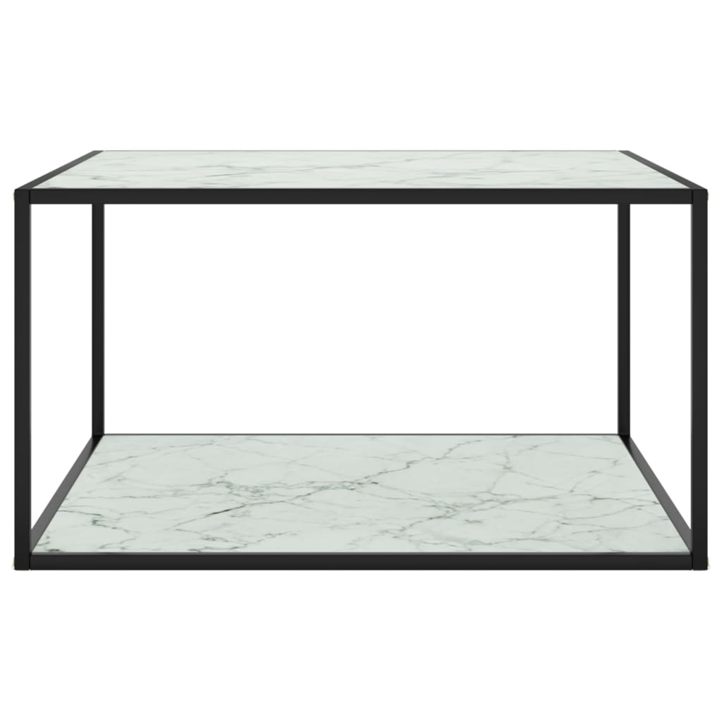 Tavolino da Salotto Nero con Vetro Marmo Bianco 90x90x50 cm | homemem39