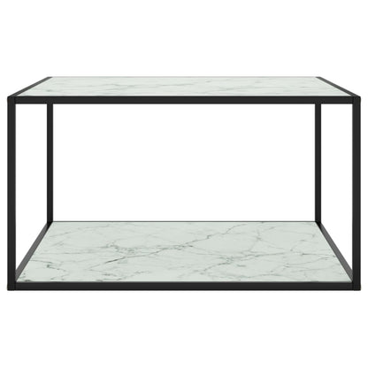 Tavolino da Salotto Nero con Vetro Marmo Bianco 90x90x50 cm | homemem39