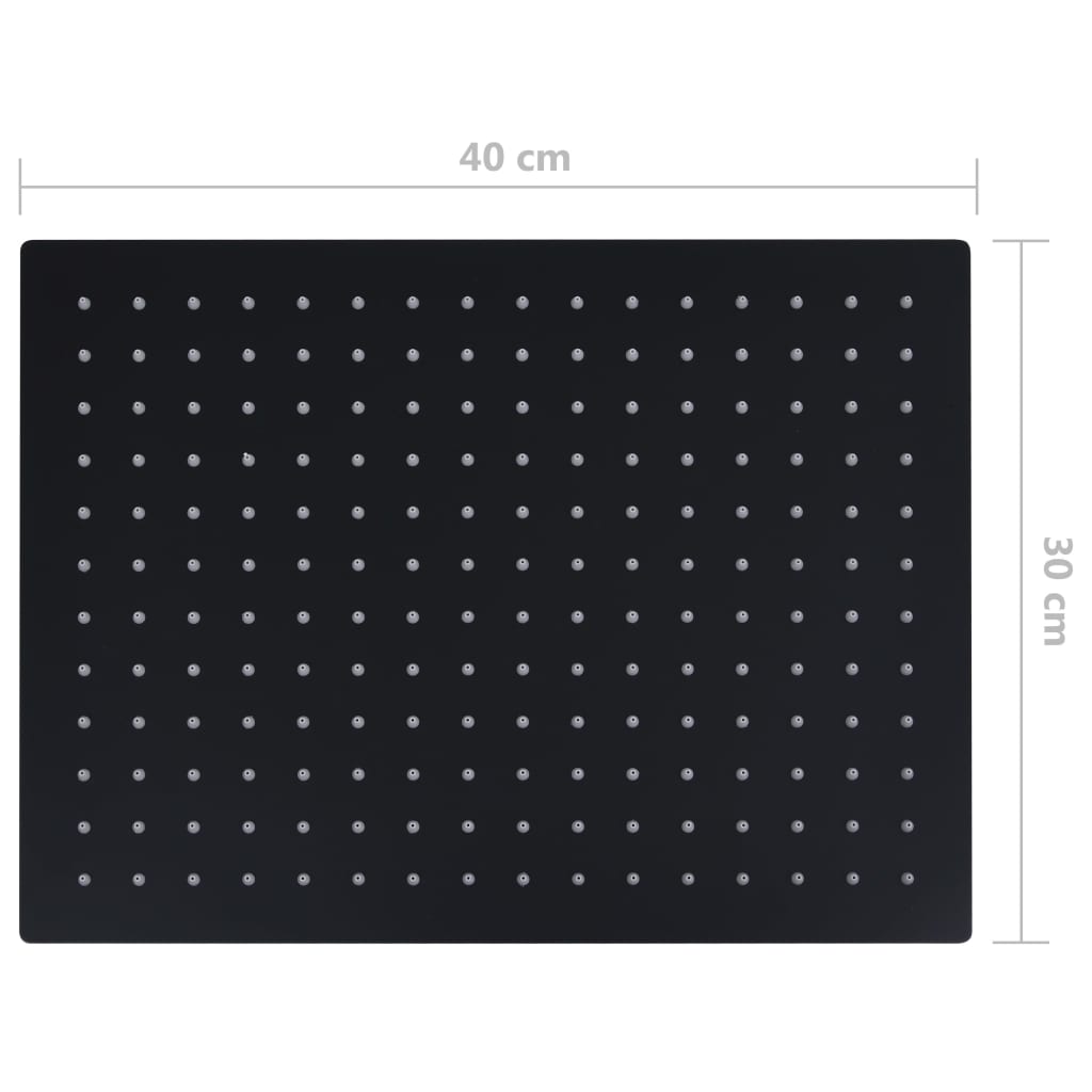 Testa Doccia a Pioggia Acciaio Inox 40x30 cm Rettangolare Nera