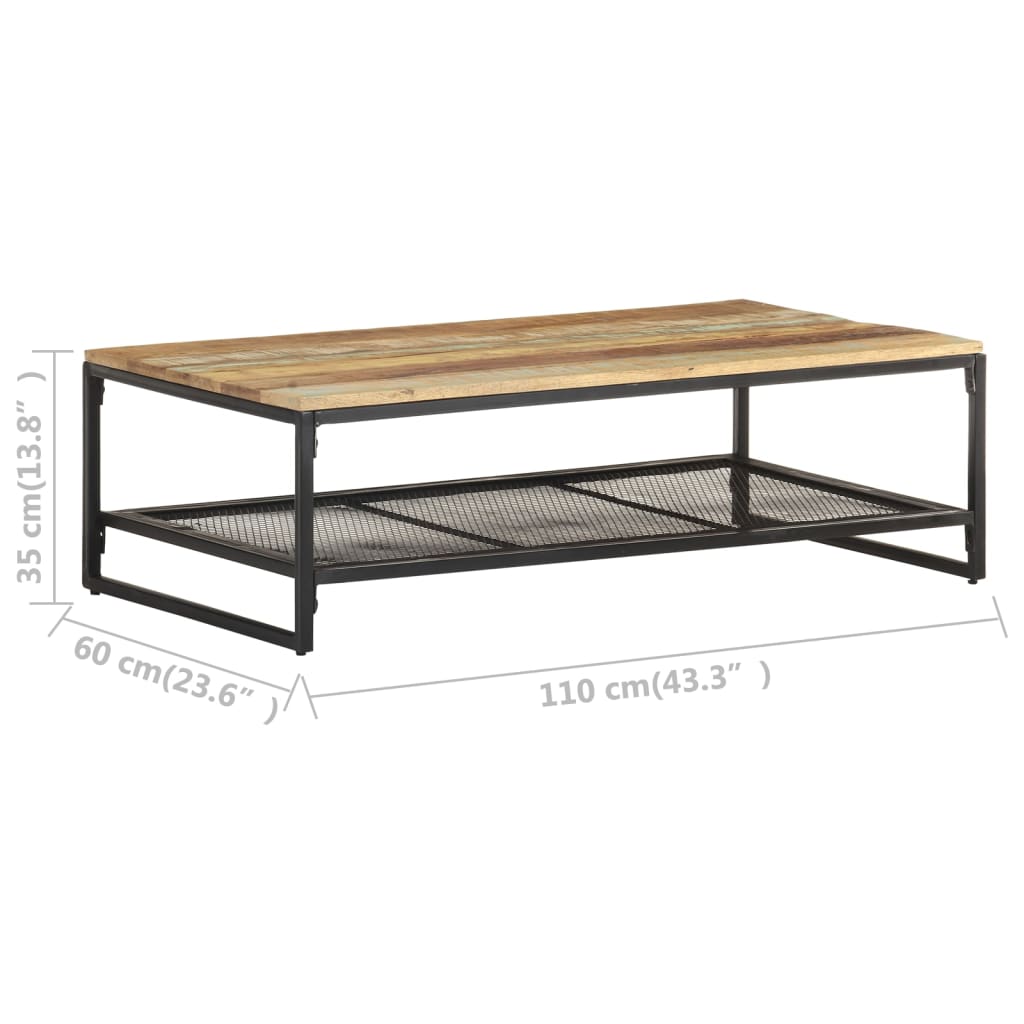Tavolino da Salotto 110x60x35 cm in Legno Massello di Recupero | homemem39