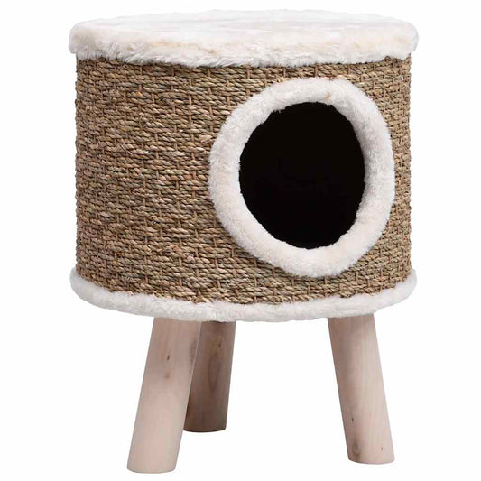 Cuccia per Gatti con Gambe in Legno 41 cm in Giunco - homemem39