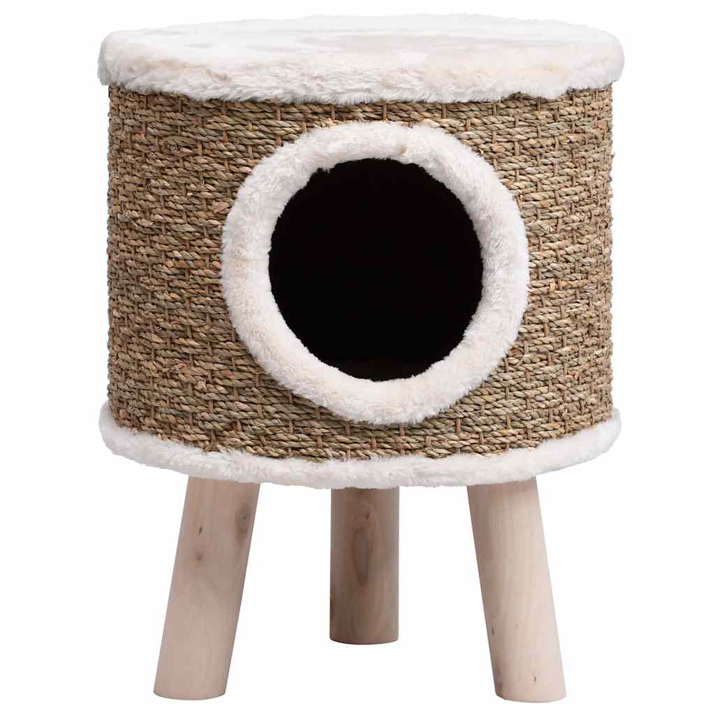 Cuccia per Gatti con Gambe in Legno 41 cm in Giunco - homemem39