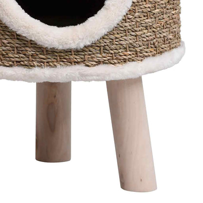 Cuccia per Gatti con Gambe in Legno 41 cm in Giunco | homemem39