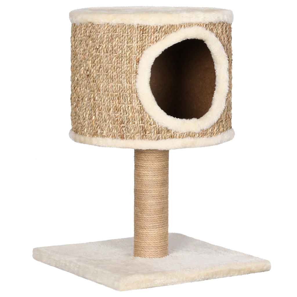 Albero per Gatti con Casetta e Palo Tiragraffi 52 cm in Giunco - homemem39