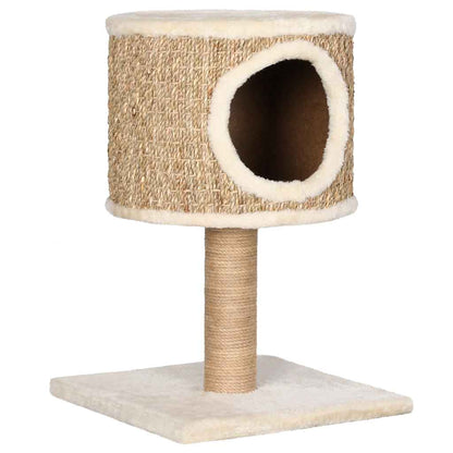 Albero per Gatti con Casetta e Palo Tiragraffi 52 cm in Giunco - homemem39