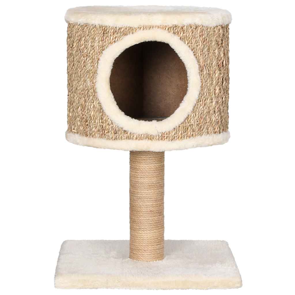 Albero per Gatti con Casetta e Palo Tiragraffi 52 cm in Giunco - homemem39