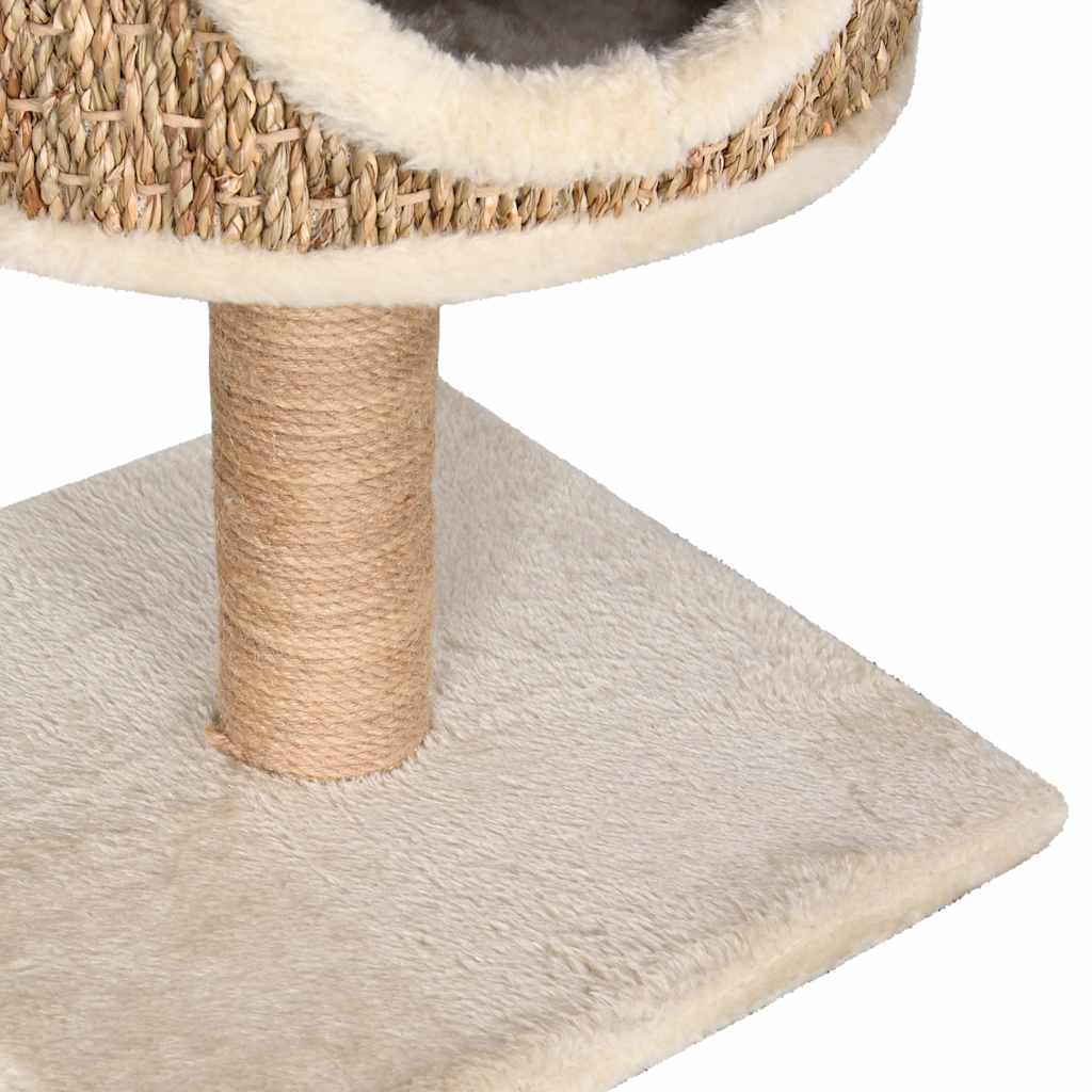 Albero per Gatti con Casetta e Palo Tiragraffi 52 cm in Giunco - homemem39