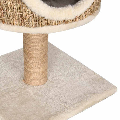 Albero per Gatti con Casetta e Palo Tiragraffi 52 cm in Giunco - homemem39