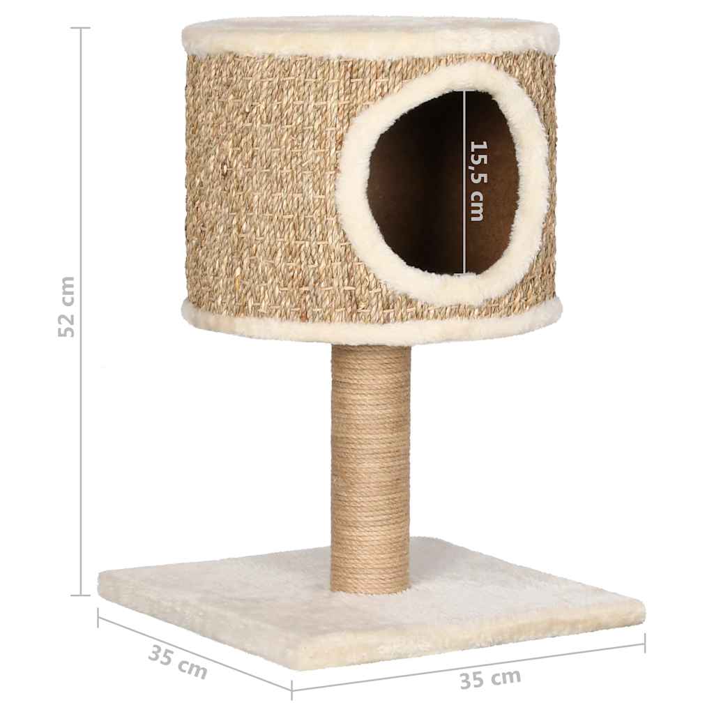Albero per Gatti con Casetta e Palo Tiragraffi 52 cm in Giunco - homemem39