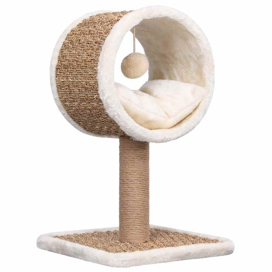Albero per Gatti con Tunnel in Alto e Giocattolo 56cm in Giunco - homemem39