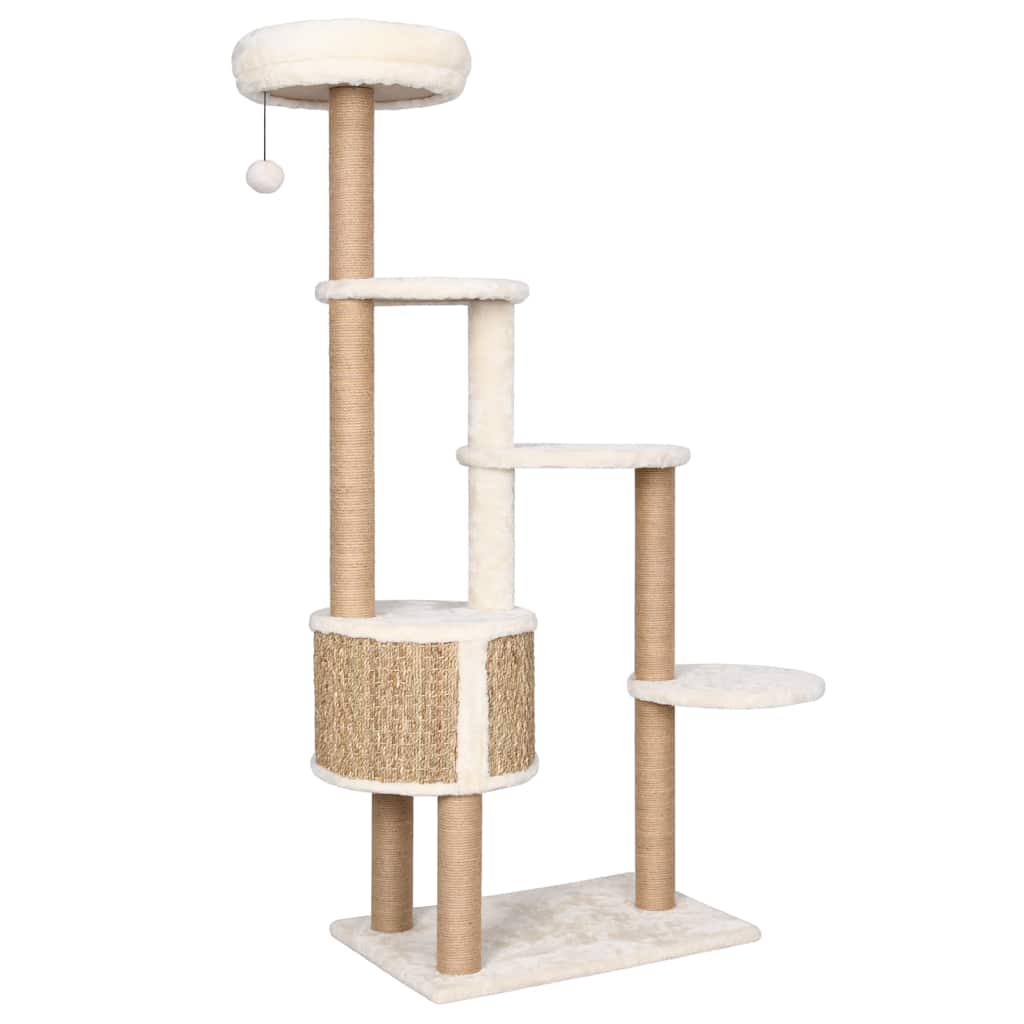 Albero per Gatti con Cuscino Lusso e Tiragraffi 148cm in Giunco | homemem39