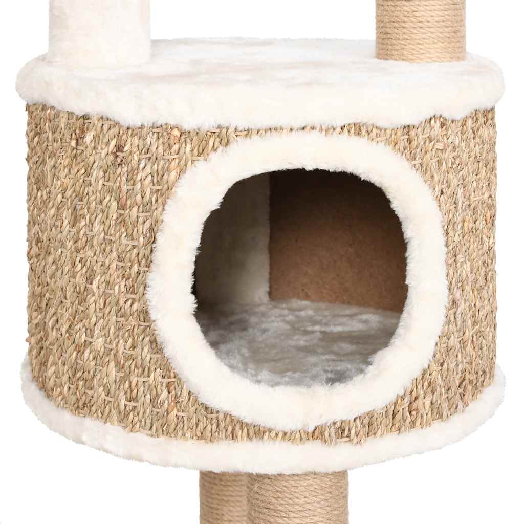 Albero per Gatti con Cuscino Lusso e Tiragraffi 148cm in Giunco | homemem39