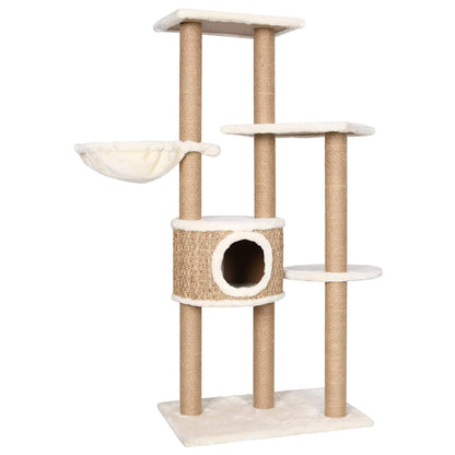 Albero per Gatti con Palo Tiragraffi 126 cm in Giunco - homemem39