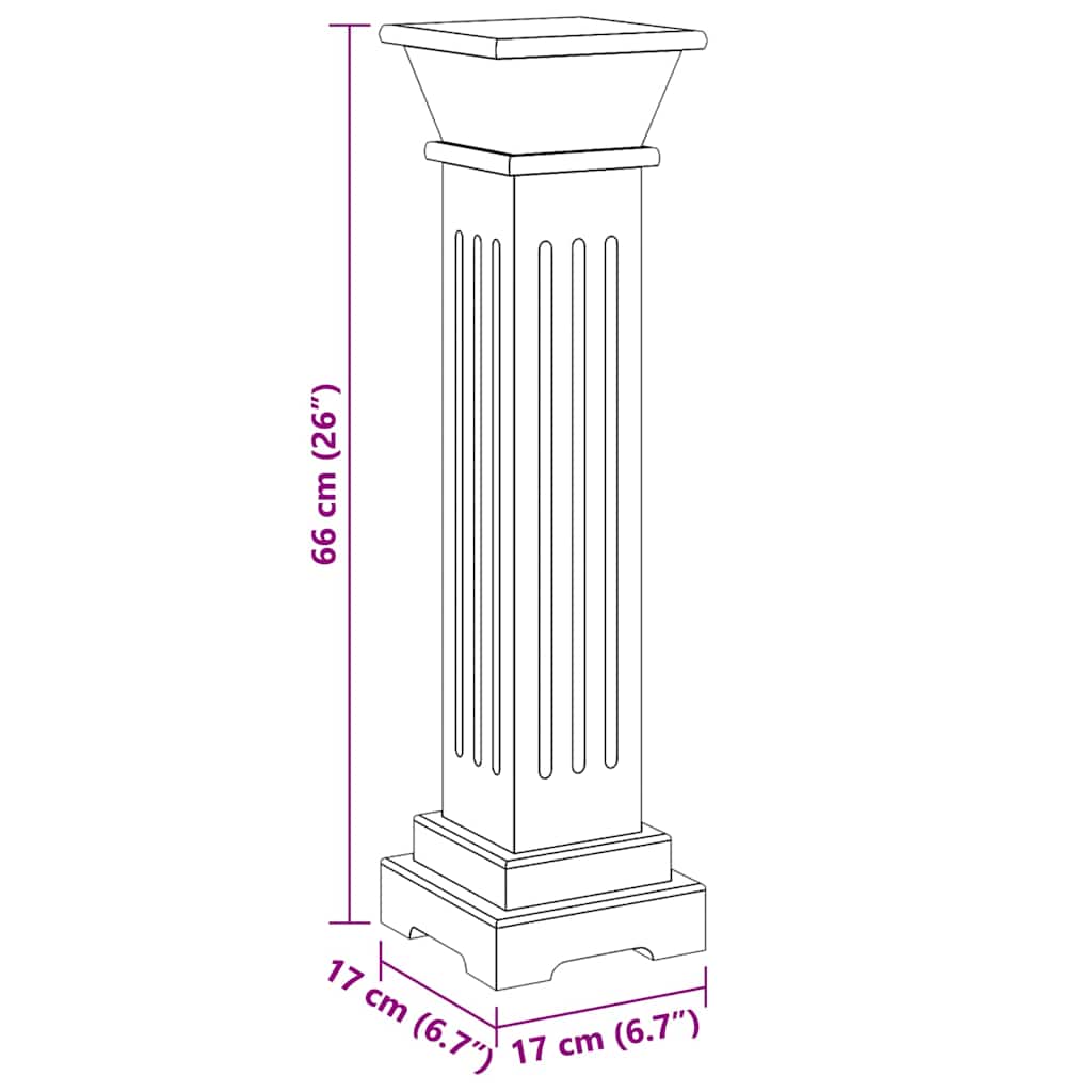 Piedistallo per Piante Quadrato Classico Legno 17x17x66 cm MDF