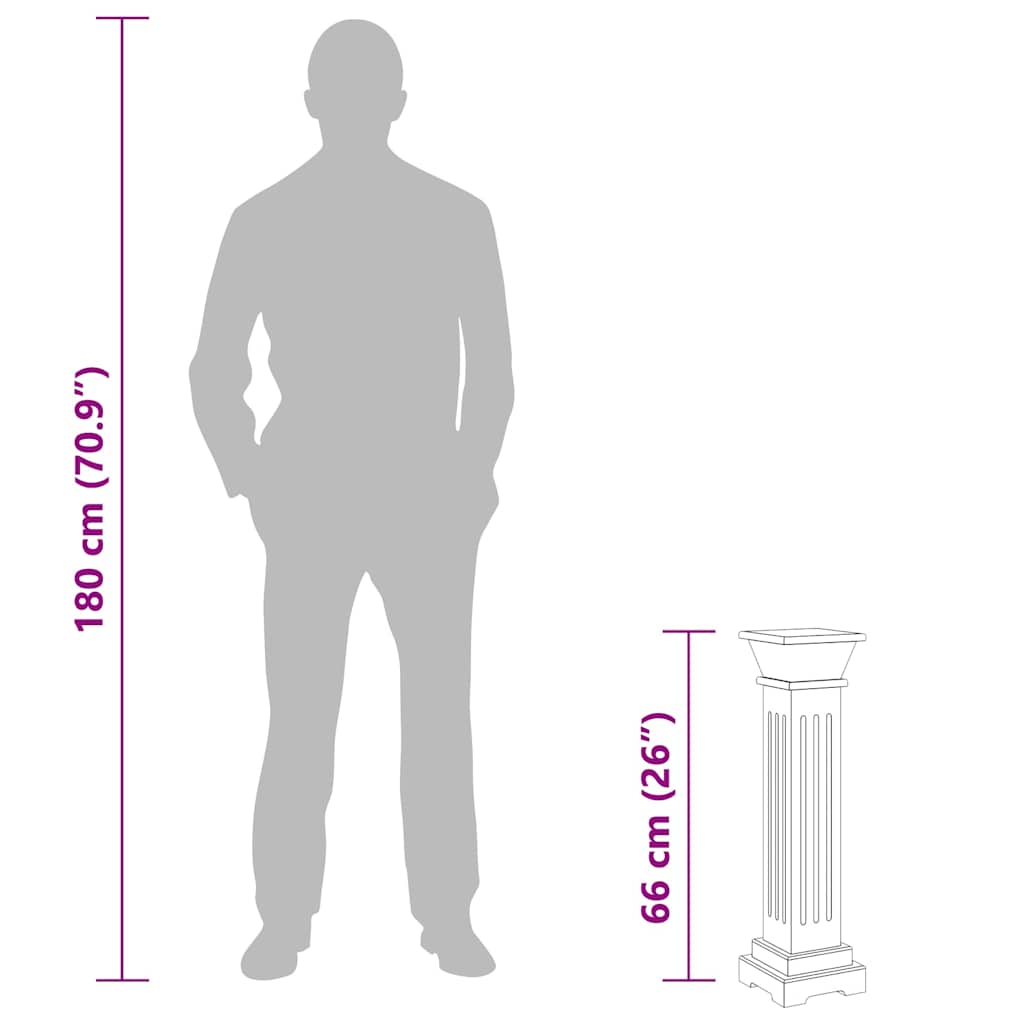 Piedistallo per Piante Quadrato Classico Grigio 17x17x66 cm MDF
