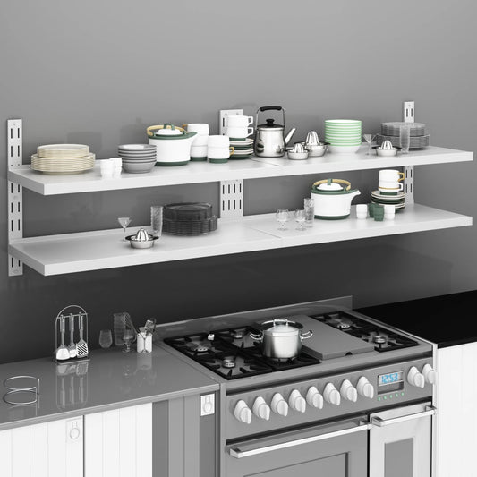 Mensole Galleggianti a 2 Livelli 2 pz in Acciaio Inox 200x30 cm | homemem39