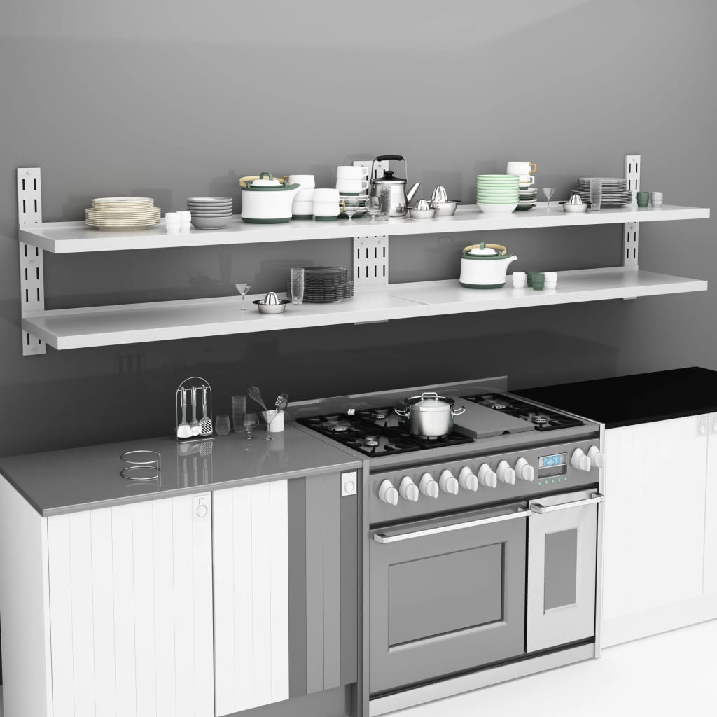 Mensole Galleggianti a 2 Livelli 2 pz in Acciaio Inox 300x30 cm | homemem39