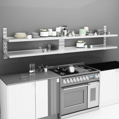 Mensole Galleggianti a 2 Livelli 2 pz in Acciaio Inox 300x30 cm | homemem39